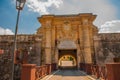 Entrance gate Fortaleza de San Carlos de La Cabana, Fort of Saint Charles entrance. Havana. Old fortress in Cuba Royalty Free Stock Photo