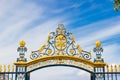 Entrance gate of the Fountain gardens in Nimes, France Royalty Free Stock Photo