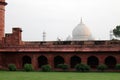 The entrance gate going to Taj Mahal in Agra and some monkeys r