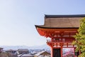 Entrance gate Kiyomizu-dera temple during cherry sakura blossom time are going to bloom in Kyoto Royalty Free Stock Photo