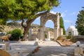 Entrance gate the old Greek graveyard in Lefkes on Paros Island