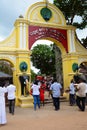 Entrance gate. Ruhunu Maha Kataragama devalaya temple. Kataragama lake. Sri Lanka