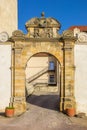 Entrance gate in the surrounding wall of the castle in Bernburg Royalty Free Stock Photo