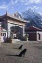 Entrance Gate in Tengboche Monastery with Himalayas Mountains on Background Royalty Free Stock Photo