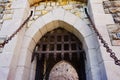 Entrance Gate to Castel Gate Castello di Amorosa Napa Valley Winery Vertical Royalty Free Stock Photo