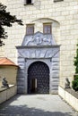 Entrance gate to the castle courtyard Namest over Oslava Royalty Free Stock Photo