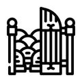 entrance gate to cemetery line icon vector illustration