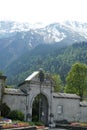 Entrance gate to the terrain of Engelberg Benedictine Monastery or Abbey in Engelberg