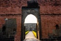 The entrance gateway to the ruins of an ancient mosque in the village of Pandua in Malda