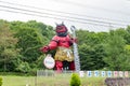 Entrance ghost statue and sign of the famous Noboribetsu Jigokudani - Hell valley