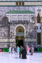 Muslim Pilgrims At The Entrance of The Great Mosque Of Mecca. Royalty Free Stock Photo