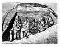 Entrance of the Great Temple at Abu Simbel, double crown, vintage engraving