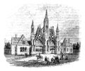 The entrance of GreenWood Cemetery at Brooklyn, United States. Vintage engraving from 1890s