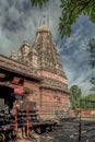 Entrance of Grishneshwar temple-Stone wall and stapes Verul Ellora Royalty Free Stock Photo