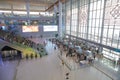 Asian China, The entrance hall of the Shanghai Hongqiao Central Railway Station airport security station and Scan guard checkpoint Royalty Free Stock Photo