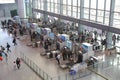 Asian China, The entrance hall of the Shanghai Hongqiao Central Railway Station airport security station and Scan guard checkpoint Royalty Free Stock Photo