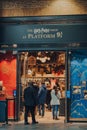 Entrance of Harry Potter shop by 9 three quarters platform inside King`s Cross station, London, UK Royalty Free Stock Photo