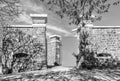 Entrance of the historic Fort Schanskop in Pretoria. Monochrome