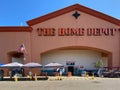 Entrance at The Home Depot during COVID-19 pandemic. Coronavirus virus social distancing.