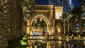 Entrance of Hotels, offices and Souk in downtown timelapse hyperlapse in Dubai, UAE Royalty Free Stock Photo