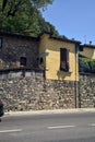 Entrance of a house in an old fortification wall Royalty Free Stock Photo