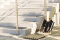 Entrance of a house with typical outdoor shoe cleaning brushes