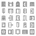 Entrance icons set, outline style