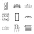 Entrance icons set, outline style