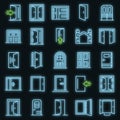 Entrance icons set vector neon