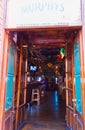 Entrance of Irish pub in Fira Santorini island Cyclades Greece Royalty Free Stock Photo