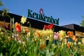 Entrance of Keukenhof with tulips, Netherlands
