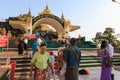 The entrance of Kyaikhtiyo or Kyaiktiyo Pagoda to Kinpun base camp in Kyaikhtiyo of Mon state in Myanmar.