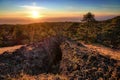 Entrance Lava Tube In Etna Park At Sunset In Sicily