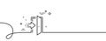 Entrance line icon. Entry door sign. Continuous line with curl. Vector