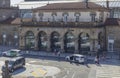 The entrance of the main train station in Santiago de Compostela, the final destination of the Camino de Santiago. Galicia, Spain.