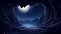 Romantic Moonlit Fantasy Cave: Hyper-detailed Realistic Landscape Painting