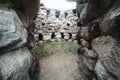 Entrance of Nuraghe Su Nuraxi in Barumini, Sardinia, Italy. View of archeological nuragic complex