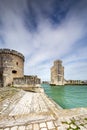 Entrance of the old harbor of La Rochelle in France, with the Tour de la Chaine and Tour Saint-Nicolas. France