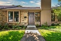 Entrance of a one story house in Dallas Texas, USA