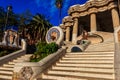 Entrance of Park Guell designed by Antoni Gaudi in Barcelona, Spain