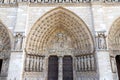 Entrance portal of cathedral Notre Dame, Paris Royalty Free Stock Photo