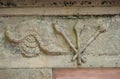 The entrance portal with the symbols of the Passion of Christ, the chapel of St. Wolfgang in Vukovoj, Croatia