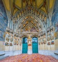 The entrance portal to Bern Minster with stone figures, called the Last Judgment, Bern, Switzerland