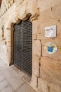 Entrance of the Pousadas de Portugal Historical Hotel in the medieval Flor da Rosa Monastery. Royalty Free Stock Photo