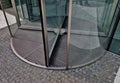 entrance revolving door with built-in mat. stainless steel frame.