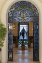 Entrance archway surrounded by leaded glass Ronda Spain