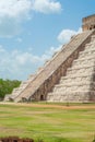 Entrance scale of the Mayan Pyramid of Kukulkan, known as El Castillo, classified as Structure 5B18