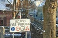 Entrance sign at the border of the unadmitted republic of Uzupis. Vilnius, Lithuania