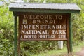 Entrance sign, Bwindi Impenetrable Forest National Park, Uganda Royalty Free Stock Photo