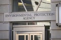 EPA - Entrance sign closeup to American Environmental Protection Agency office building in the nation\'s capitol. Royalty Free Stock Photo